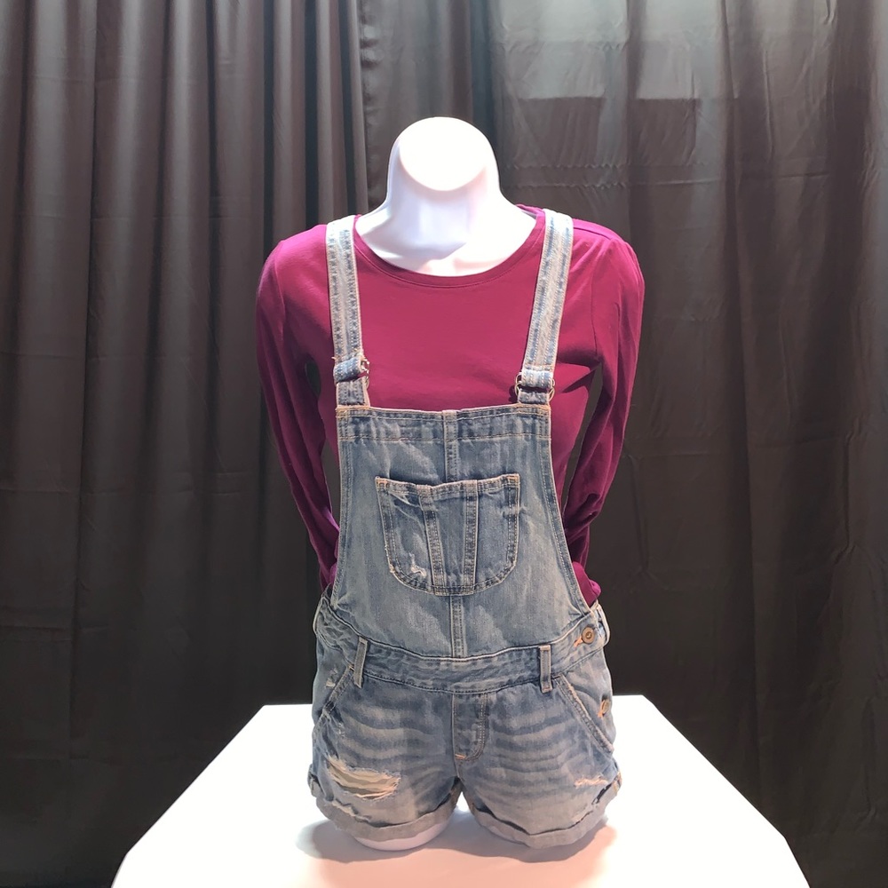 Denim Light Wash Ripped Hollister Overalls